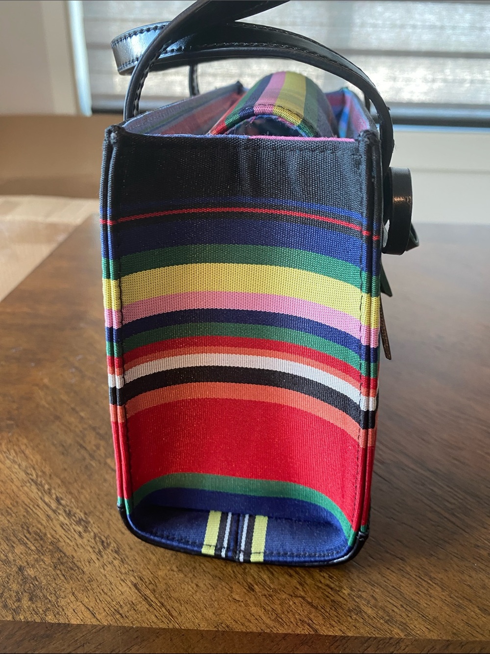 kate spade Multicolor Striped Canvas Tote with Black Trim - Picture 2 of 7